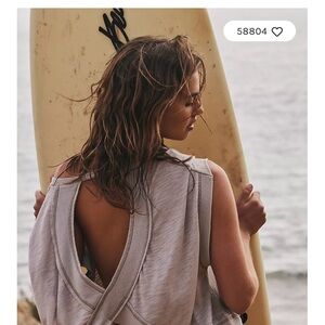 FP Movement by Free People Sleeveless Open-Back Tank in Pumice XL